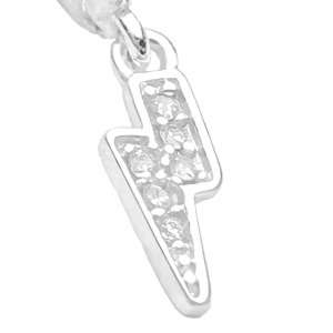 Brinco Raio Prata Com Pedras Masculino Feminino