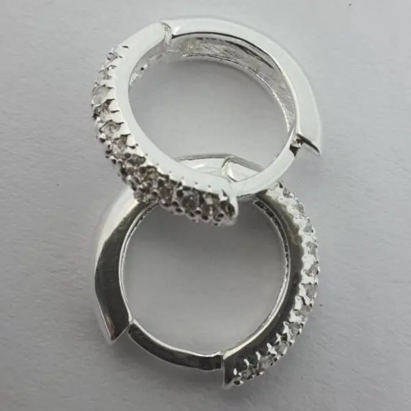 Brinco Argola Fino Prata Cravejado - Imagem 4