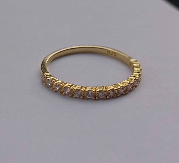 Meia Aliança - Banhado Ouro Ou Prata Com Pedras Cristal - Imagem 3