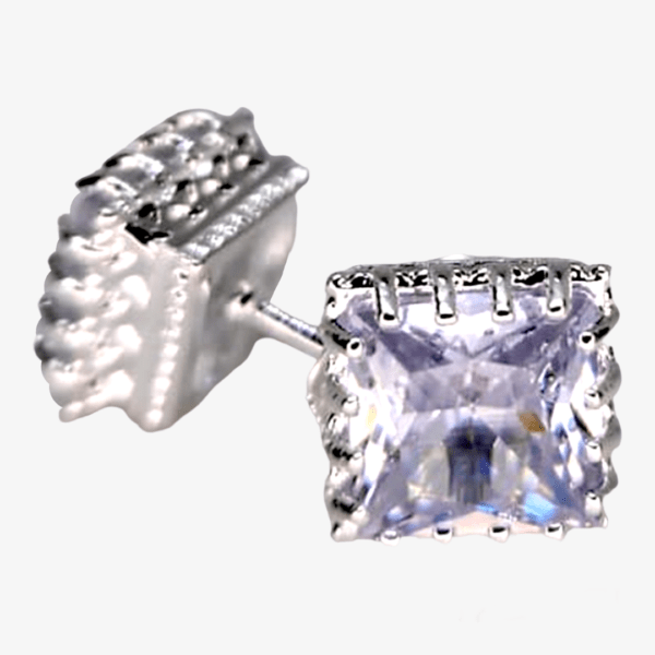Brinco Quadrado Prata Com Pedra