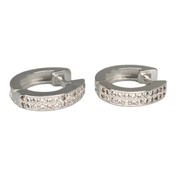 Brinco Argola Com Pedra De Zircônia Prata Clicker - Imagem 3