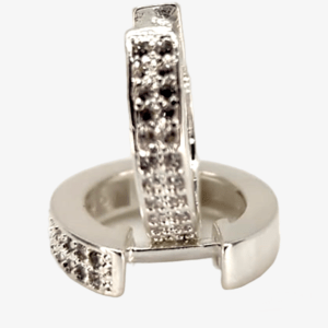 Brinco Argola Com Pedra De Zircônia Prata Clicker