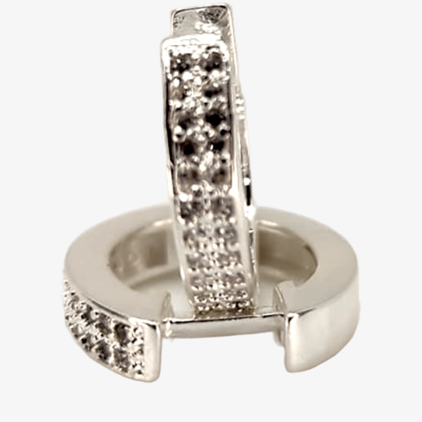 Brinco Argola Com Pedra De Zircônia Prata Clicker - Imagem 2